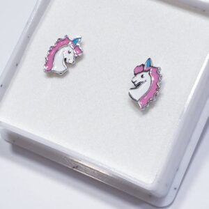 Srebrne naušnice Jednorog rozi