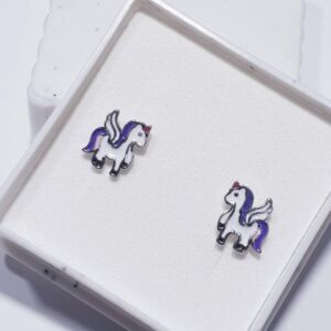 Srebrne naušnice ljubičasti jednorog