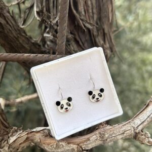 Srebrne naušnice Panda