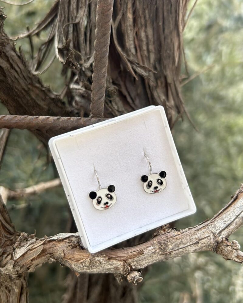 Srebrne naušnice Panda