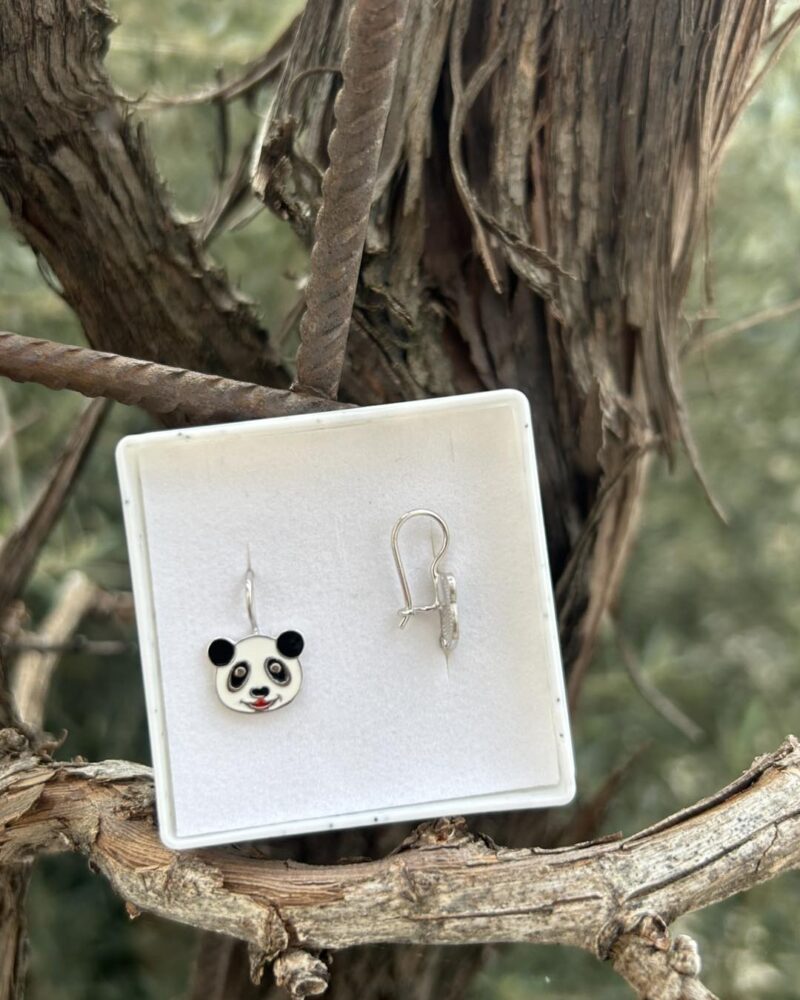 Srebrne naušnice Panda